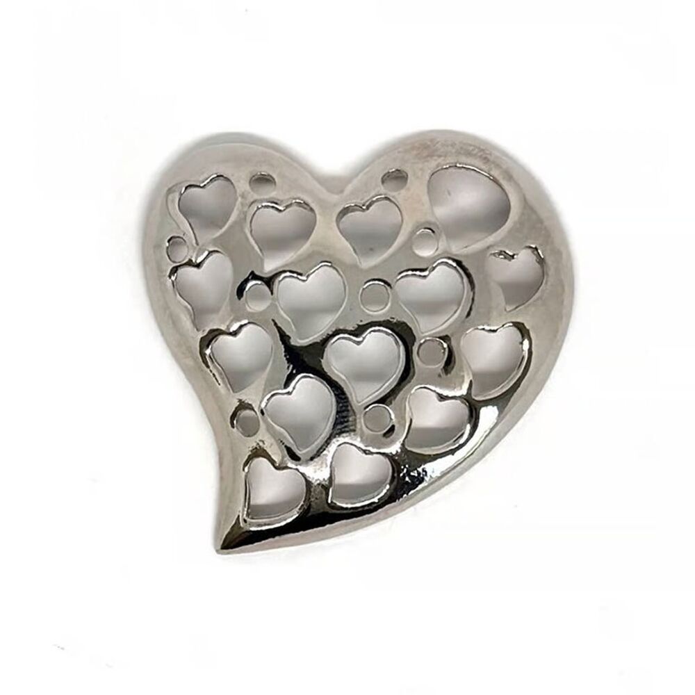 1pc Beads for Jewelry #21687 Silver Plated Metal Heart Pendant